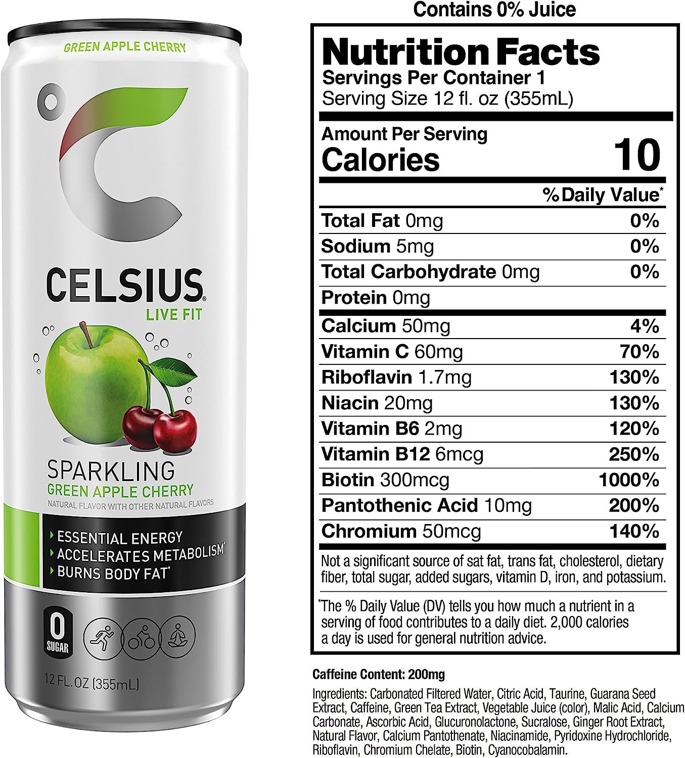 CELSIUS Sparkling Green Apple Cherry Energy Drink Review